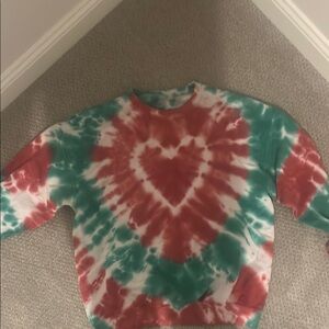 Red and Green Tie-Dye Sweatshirt